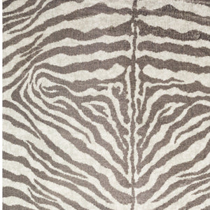 Homeroots 5' X 8' Mocha And Cream Zebra Print Shag Handmade Non Skid Area Rug  Polyester 491652