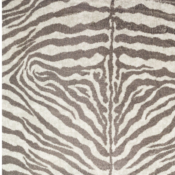 Homeroots 5' X 8' Mocha And Cream Zebra Print Shag Handmade Non Skid Area Rug  Polyester 491652