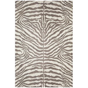 Homeroots 5' X 8' Mocha And Cream Zebra Print Shag Handmade Non Skid Area Rug  Polyester 491652