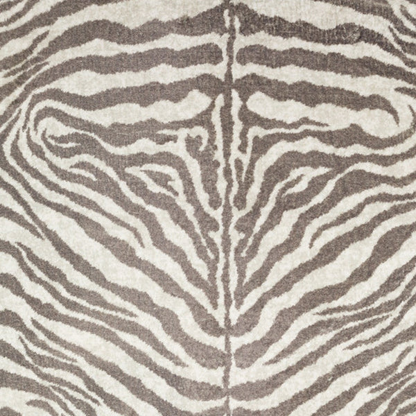 Homeroots 8' X 10' Mocha And Cream Zebra Print Shag Handmade Non Skid Area Rug  Polyester 491653
