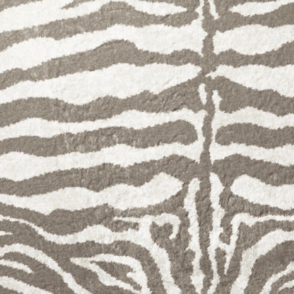 Homeroots 8' X 8' Mocha And Cream Round Zebra Print Shag Handmade Non Skid Area Rug  Polyester 491654