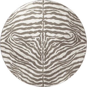 Homeroots 8' X 8' Mocha And Cream Round Zebra Print Shag Handmade Non Skid Area Rug  Polyester 491654