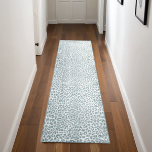 Homeroots 2' X 8' Grey Leopard Print Shag Handmade Non Skid Runner Rug  Polyester 491656