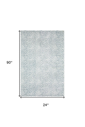 Homeroots 2' X 8' Grey Leopard Print Shag Handmade Non Skid Runner Rug  Polyester 491656