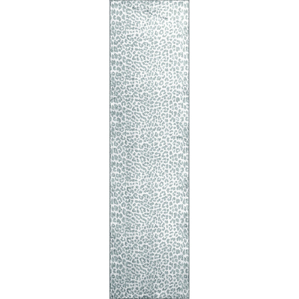 Homeroots 2' X 8' Grey Leopard Print Shag Handmade Non Skid Runner Rug  Polyester 491656