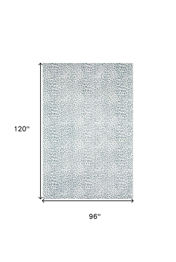 Homeroots 8' X 10' Grey Leopard Print Shag Handmade Non Skid Area Rug  Polyester 491659