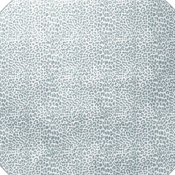 Homeroots 8' X 8' Grey Leopard Print Round Shag Handmade Non Skid Area Rug  Polyester 491660