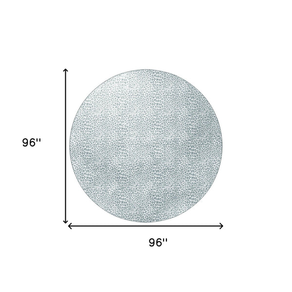 Homeroots 8' X 8' Grey Leopard Print Round Shag Handmade Non Skid Area Rug  Polyester 491660