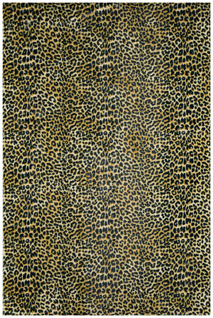 Homeroots 2' X 8' Black And Gold Leopard Print Shag Handmade Non Skid Runner Rug  Polyester 491662