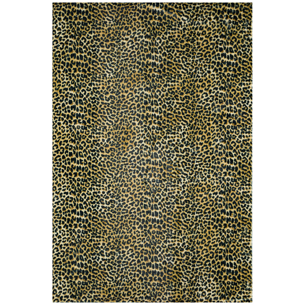 Homeroots 3' X 5' Black And Gold Leopard Print Shag Handmade Non Skid Area Rug  Polyester 491663