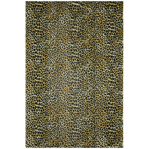 Homeroots 3' X 5' Black And Gold Leopard Print Shag Handmade Non Skid Area Rug  Polyester 491663