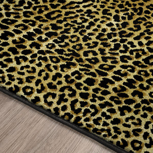 Homeroots 5' X 8' Black And Gold Leopard Print Shag Handmade Non Skid Area Rug  Polyester 491664