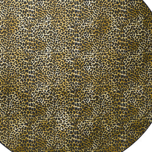 Homeroots 8' X 8' Black And Gold Round Leopard Print Shag Handmade Non Skid Area Rug  Polyester 491666
