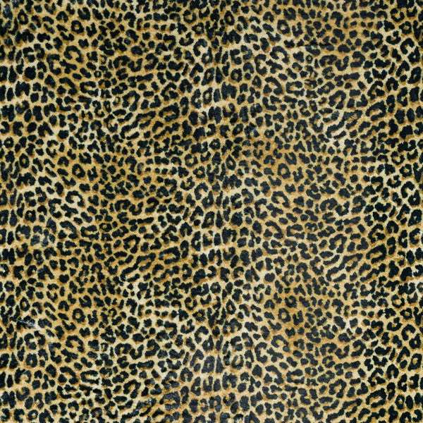 Homeroots 8' X 8' Black And Gold Round Leopard Print Shag Handmade Non Skid Area Rug  Polyester 491666