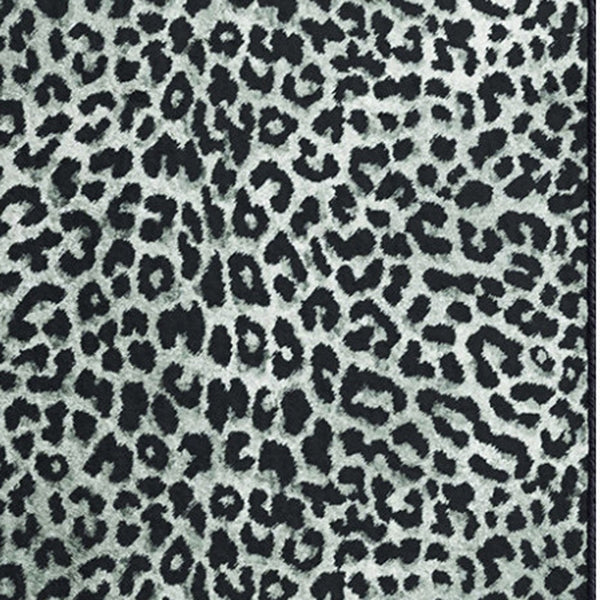 Homeroots 2' X 8' Black And Gray Leopard Print Shag Handmade Non Skid Runner Rug  Polyester 491668
