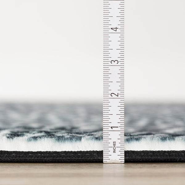 Homeroots 3' X 5' Black And Gray Leopard Print Shag Handmade Non Skid Area Rug  Polyester 491669