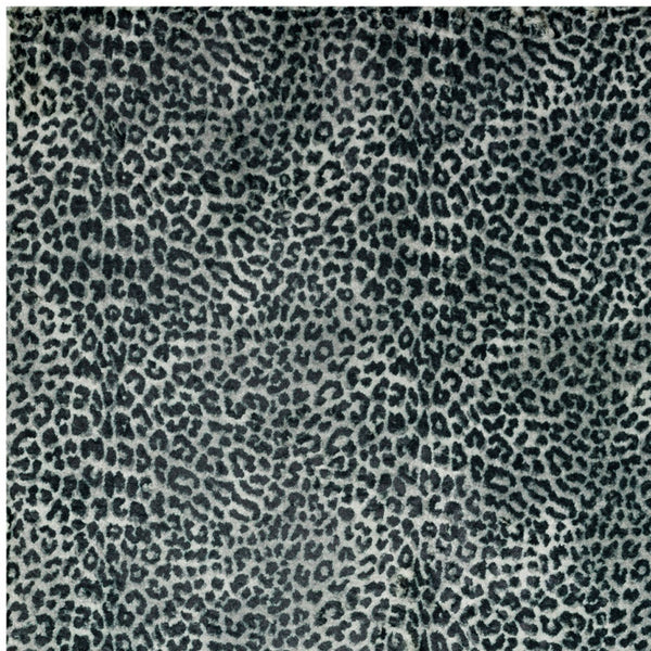 Homeroots 3' X 5' Black And Gray Leopard Print Shag Handmade Non Skid Area Rug  Polyester 491669