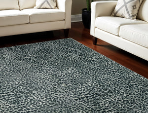 Homeroots 5' X 8' Black And Gray Leopard Print Shag Handmade Non Skid Area Rug  Polyester 491670
