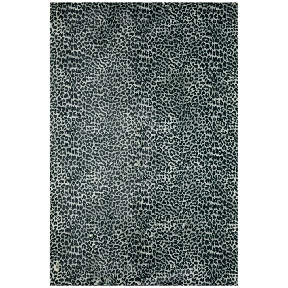 Homeroots 5' X 8' Black And Gray Leopard Print Shag Handmade Non Skid Area Rug  Polyester 491670