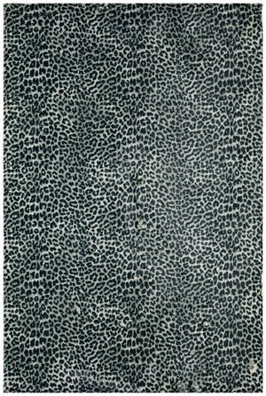 Homeroots 8' X 10' Black And Gray Leopard Print Shag Handmade Non Skid Area Rug  Polyester 491671