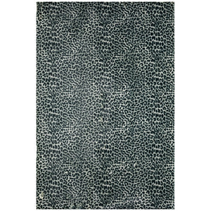 Homeroots 8' X 10' Black And Gray Leopard Print Shag Handmade Non Skid Area Rug  Polyester 491671