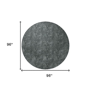 Homeroots 8' X 8' Black And Gray Leopard Round Shag Handmade Non Skid Area Rug  Polyester 491672