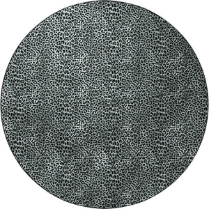 Homeroots 8' X 8' Black And Gray Leopard Round Shag Handmade Non Skid Area Rug  Polyester 491672