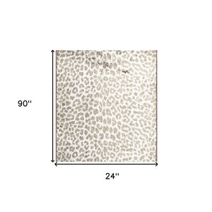 Homeroots 2' X 8' Beige And Cream Leopard Print Shag Handmade Non Skid Runner Rug  Polyester 491674