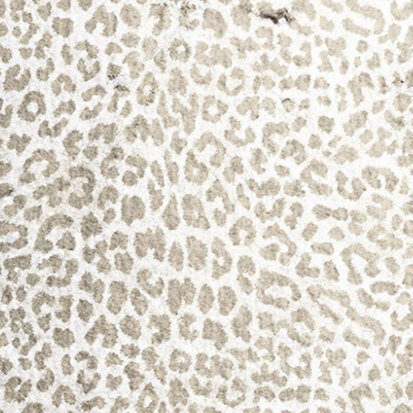 Homeroots 2' X 8' Beige And Cream Leopard Print Shag Handmade Non Skid Runner Rug  Polyester 491674