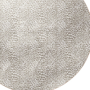 Homeroots 8' X 8' Beige And Cream Leopard  Round Shag Handmade Non Skid Area Rug  Polyester 491678