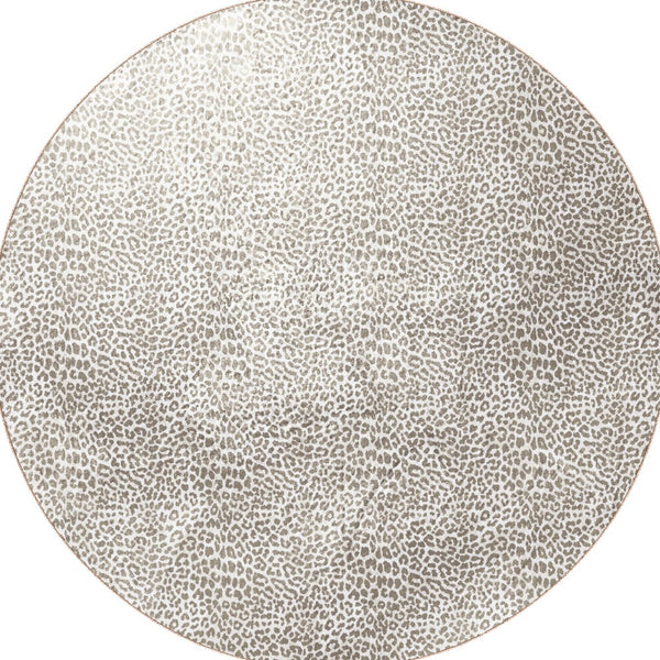 Homeroots 8' X 8' Beige And Cream Leopard  Round Shag Handmade Non Skid Area Rug  Polyester 491678