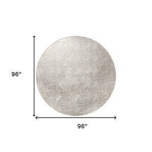 Homeroots 8' X 8' Beige And Cream Leopard  Round Shag Handmade Non Skid Area Rug  Polyester 491678