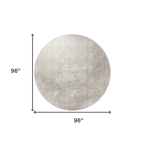 Homeroots 8' X 8' Beige And Cream Leopard  Round Shag Handmade Non Skid Area Rug  Polyester 491678