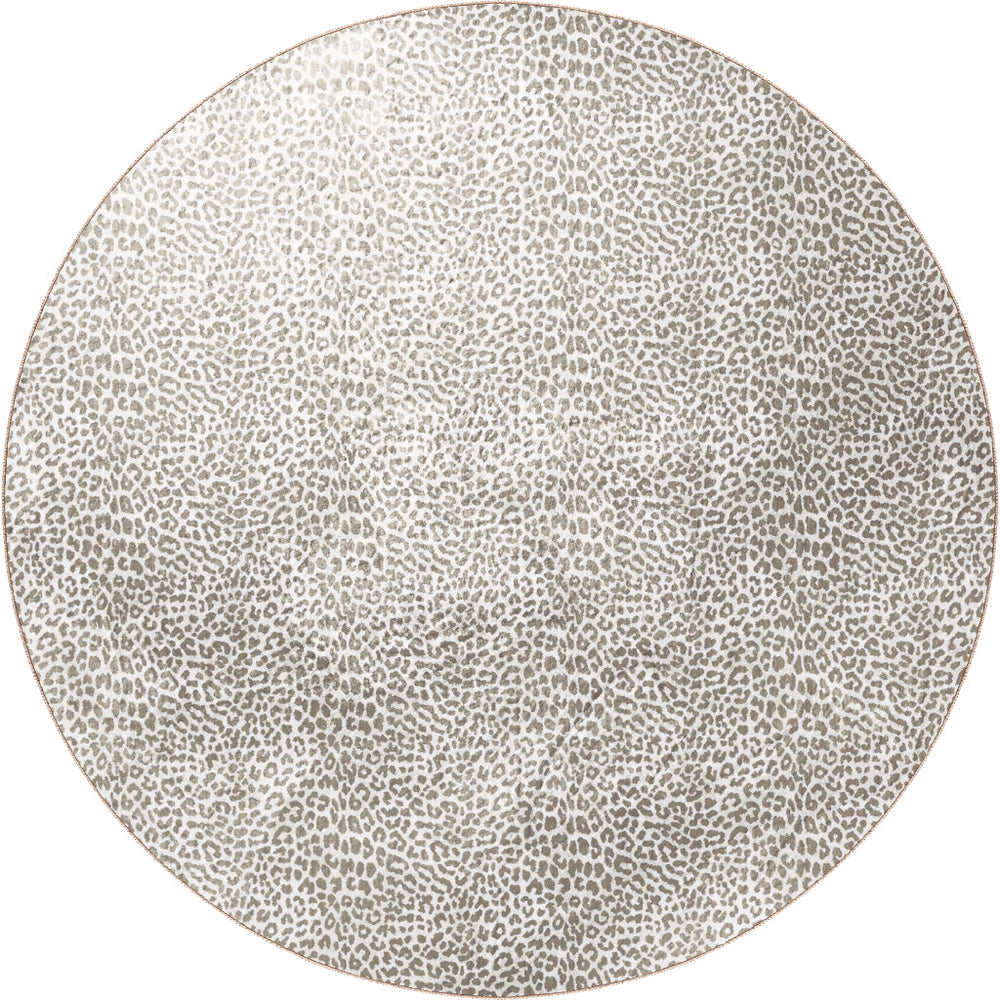 Homeroots 8' X 8' Beige And Cream Leopard  Round Shag Handmade Non Skid Area Rug  Polyester 491678