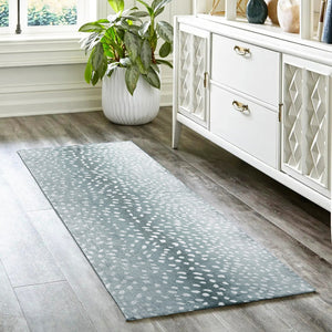 Homeroots 2' X 8' Grey Gazelle Print Shag Handmade Non Skid Runner Rug  Polyester 491680