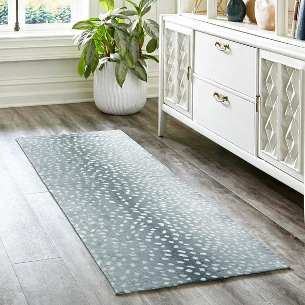 Homeroots 2' X 8' Grey Gazelle Print Shag Handmade Non Skid Runner Rug  Polyester 491680
