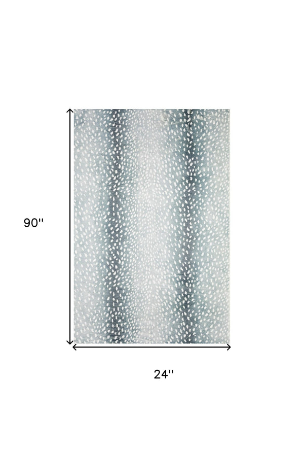 Homeroots 2' X 8' Grey Gazelle Print Shag Handmade Non Skid Runner Rug  Polyester 491680