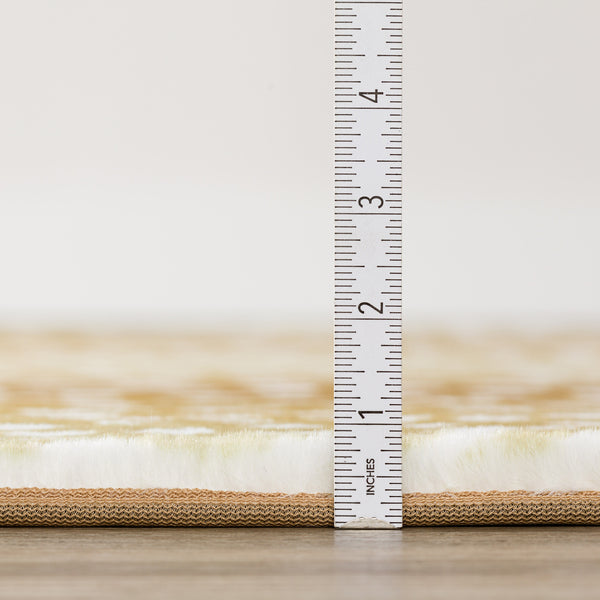 Homeroots 2' X 8' Gold Gazelle Print Shag Handmade Non Skid Runner Rug  Polyester 491686