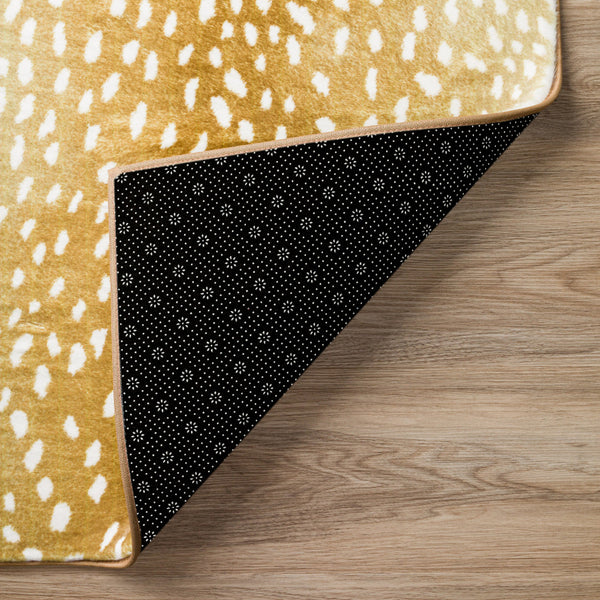 Homeroots 3' X 5' Gold Gazelle Print Shag Handmade Non Skid Area Rug  Polyester 491687