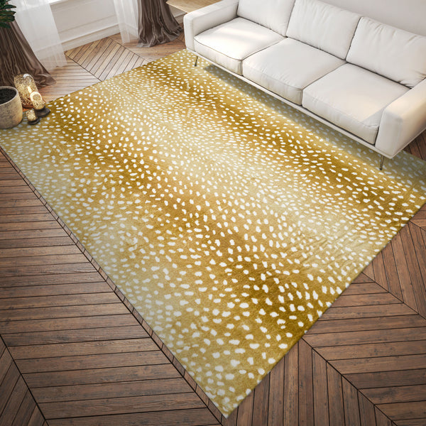 Homeroots 8' X 10' Gold Gazelle Print Shag Handmade Non Skid Area Rug  Polyester 491689