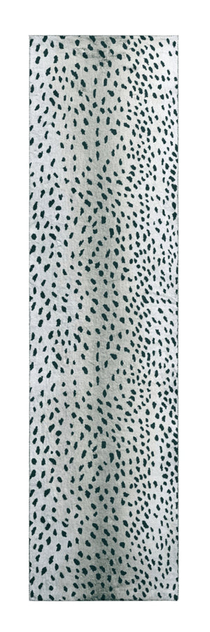 Homeroots 2' X 8' Black Gazelle Print Shag Handmade Non Skid Runner Rug  Polyester 491692