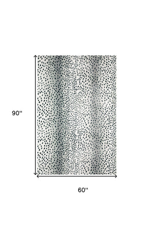 Homeroots 5' X 8' Black Gazelle Print Shag Handmade Non Skid Area Rug  Polyester 491694
