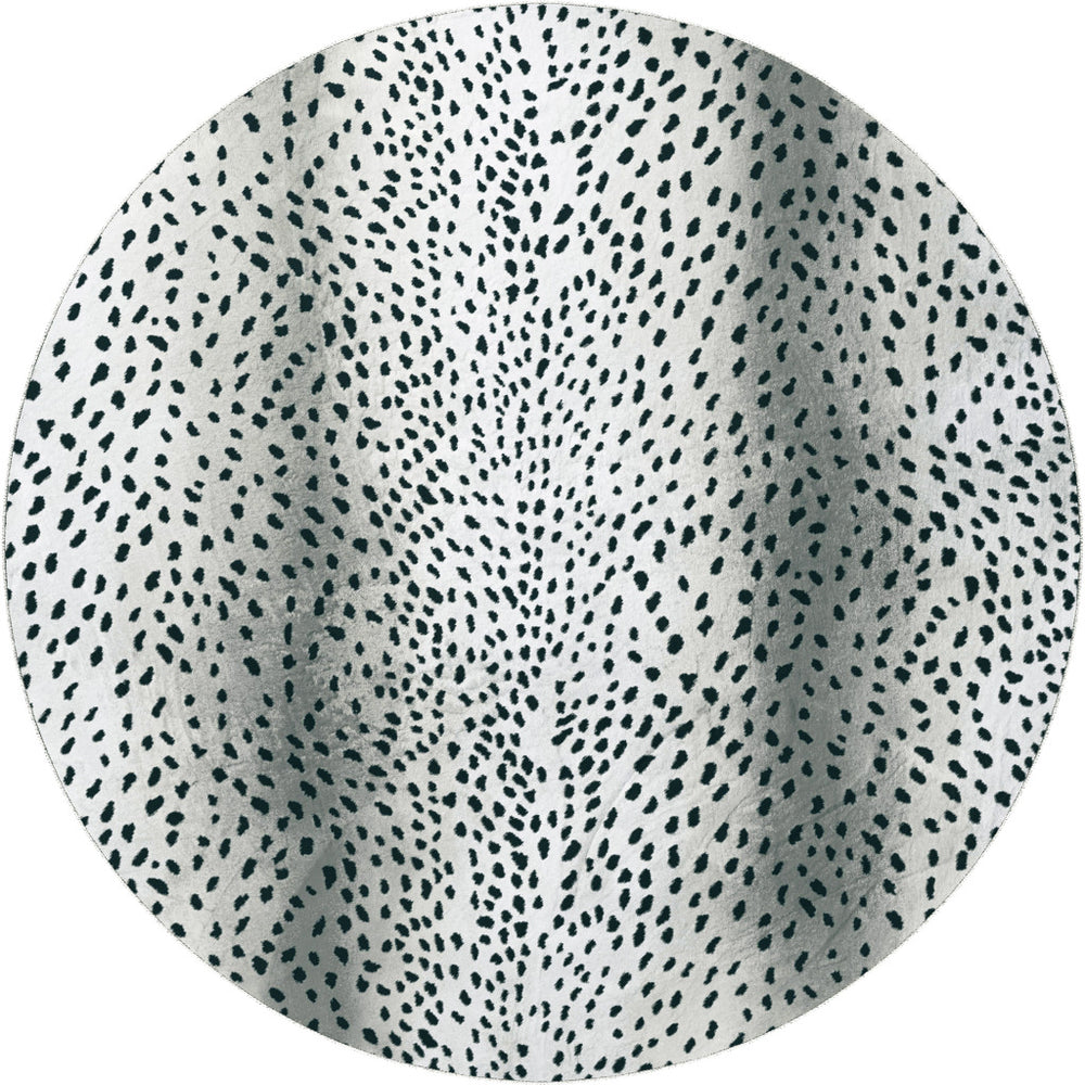 Homeroots 8' X 8' Black Round Gazelle Print Shag Handmade Non Skid Area Rug  Polyester 491696