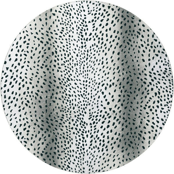 Homeroots 8' X 8' Black Round Gazelle Print Shag Handmade Non Skid Area Rug  Polyester 491696