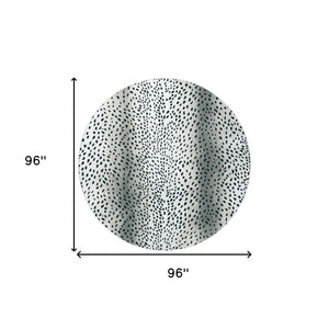 Homeroots 8' X 8' Black Round Gazelle Print Shag Handmade Non Skid Area Rug  Polyester 491696