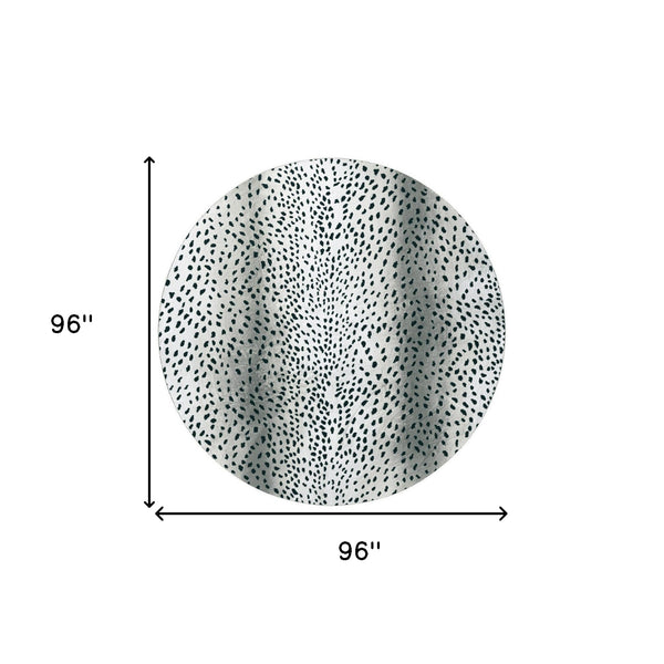 Homeroots 8' X 8' Black Round Gazelle Print Shag Handmade Non Skid Area Rug  Polyester 491696