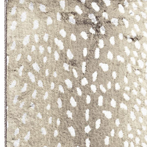 Homeroots 2' X 8' Beige Gazelle Print Shag Handmade Non Skid Runner Rug  Polyester 491698