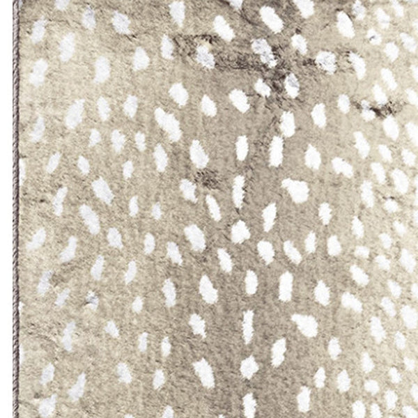 Homeroots 2' X 8' Beige Gazelle Print Shag Handmade Non Skid Runner Rug  Polyester 491698