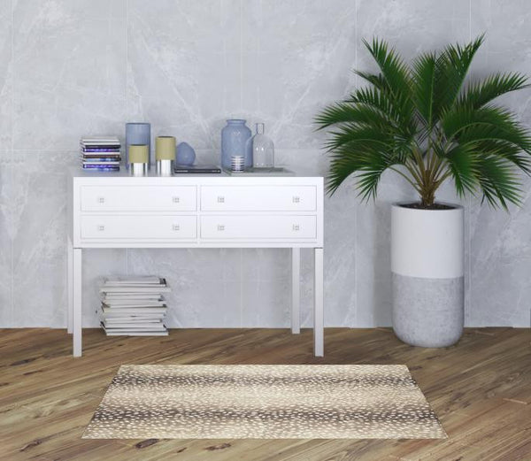 Homeroots 3' X 5' Beige Gazelle Print Shag Handmade Non Skid Area Rug  Polyester 491699