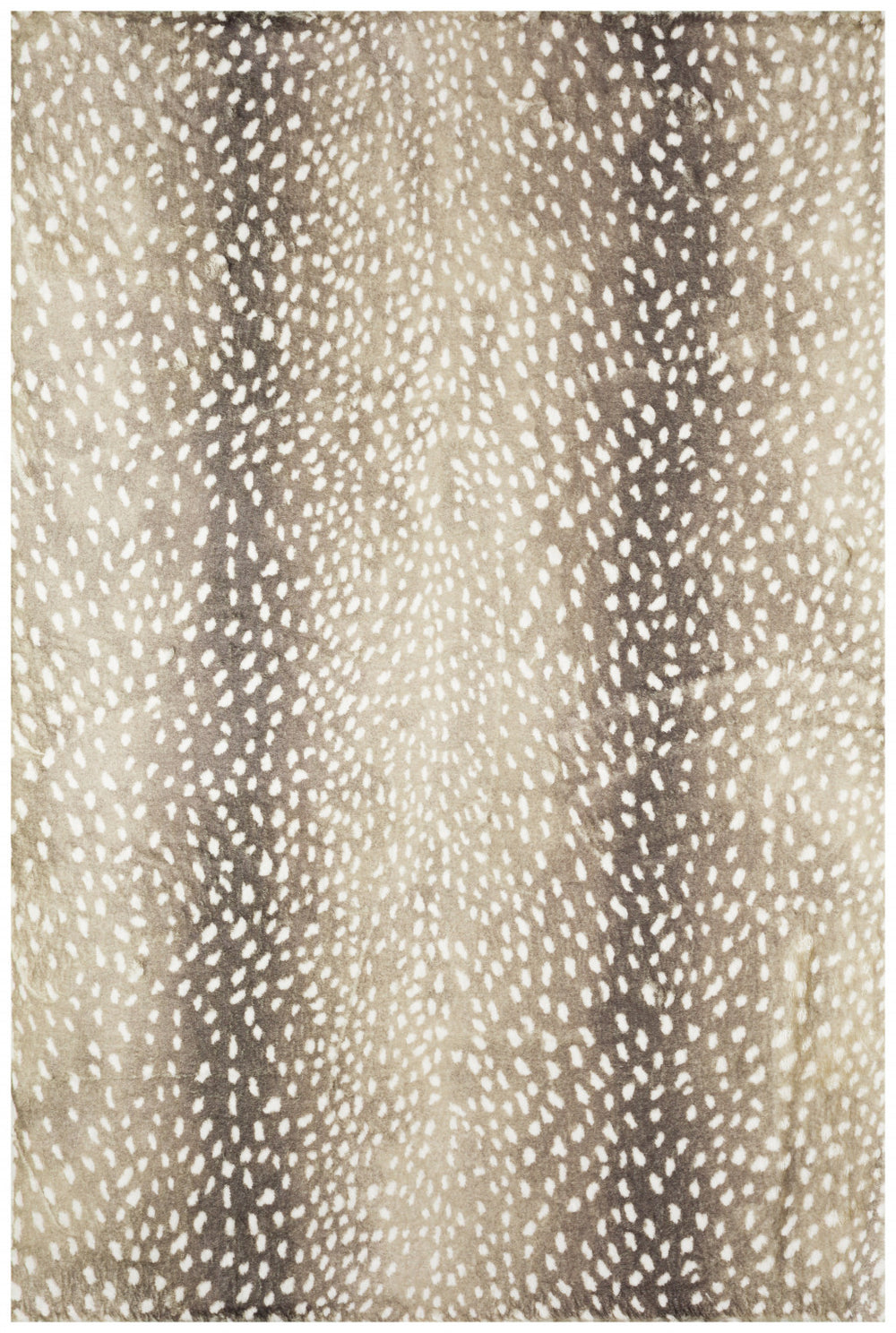 Homeroots 3' X 5' Beige Gazelle Print Shag Handmade Non Skid Area Rug  Polyester 491699